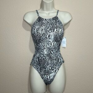 TIME AND TRU Snakeskin Print One Piece Swimsuit, S (4/6) NWT